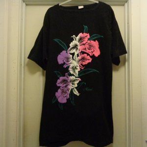 COCONUT GIRL MAUI HAWAIIAN FLORALS TEE SHIRT DRESS BY FULL STOP FREE SIZE